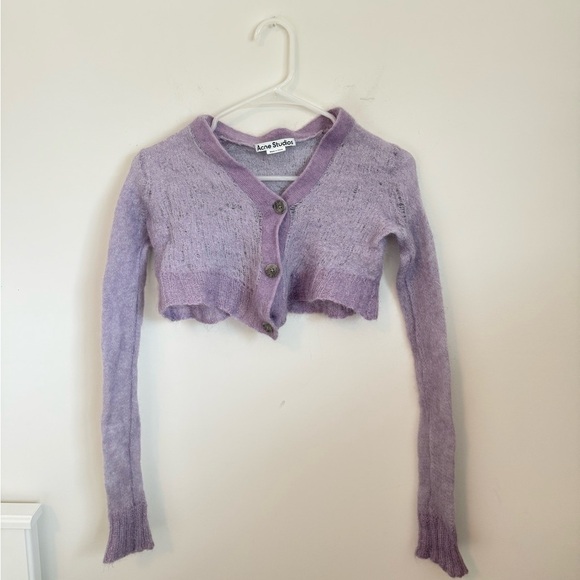 ACNE STUDIOS Kodilia Crop Mohair Blend Cardigan SMALL - Picture 2 of 4